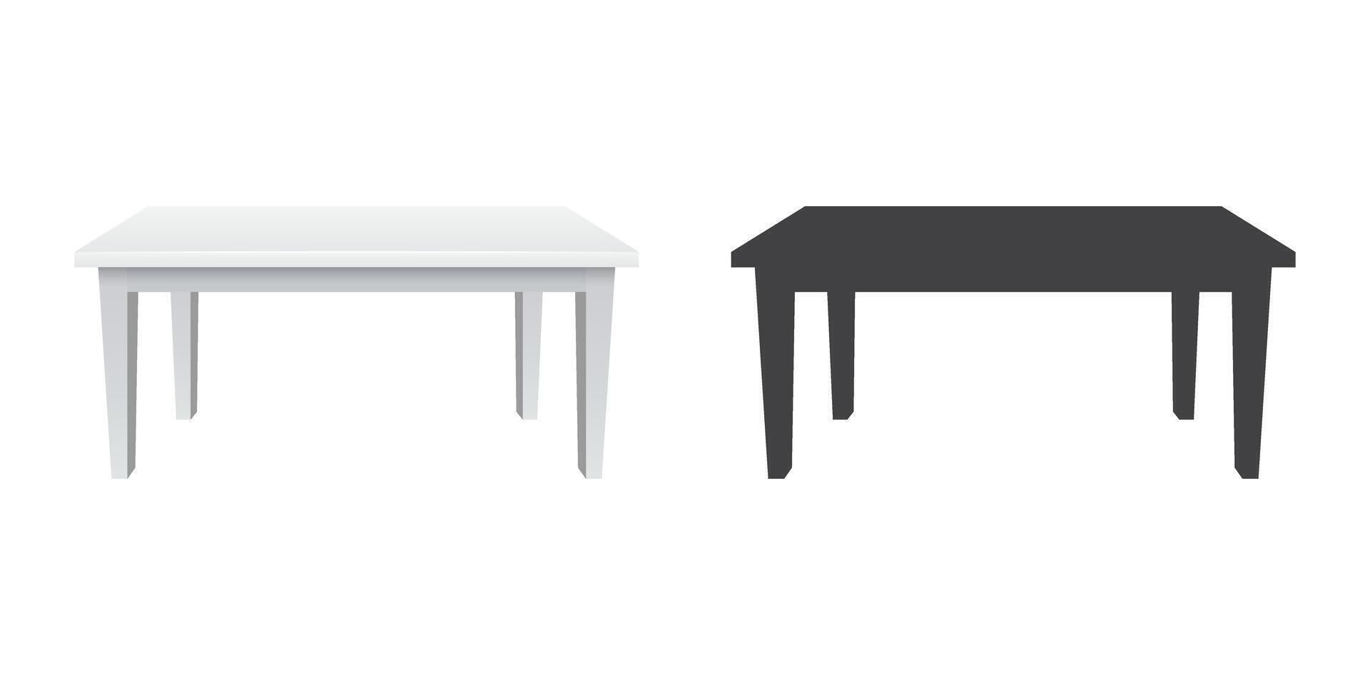 Table furniture icon in flat style. Wooden table illustration on isolated background. Dinner desk sign business concept. vector