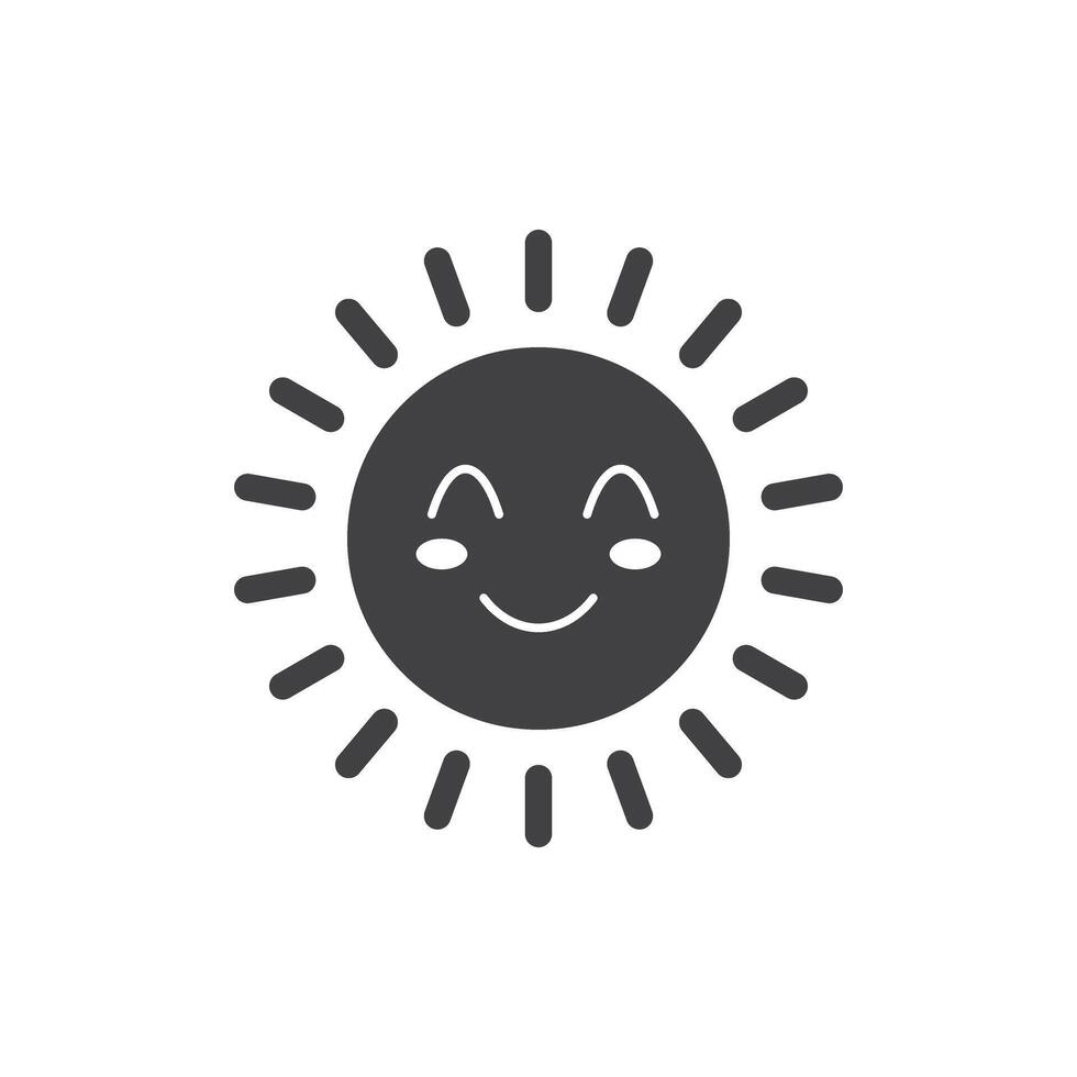 Funny sun with face icon in flat style. Summer sunshine emoji illustration on isolated background. Smiling sun sign business concept. vector
