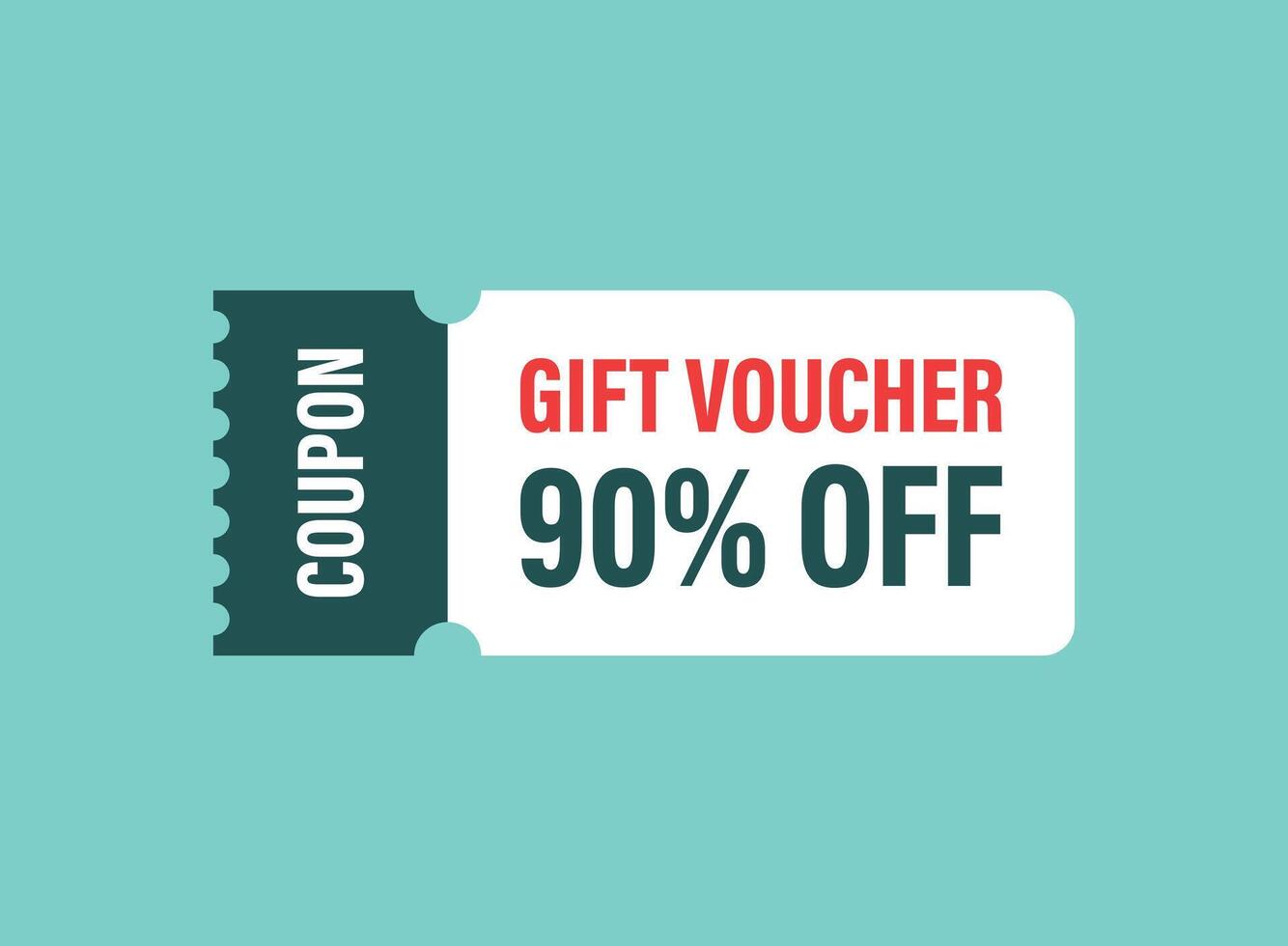 Gift voucher icon in flat style. 90 discount illustration on isolated background. Promotion coupon sign business concept. vector