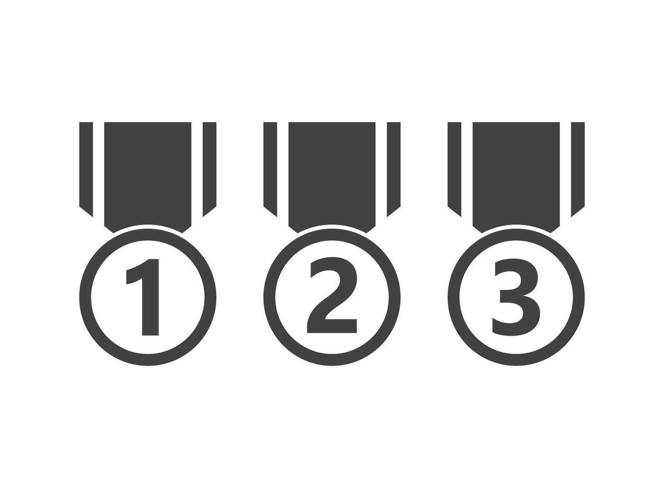 Gold, silver, bronze medals icons set in flat style. Trophy award illustration on isolated background. Winner sign business concept. vector