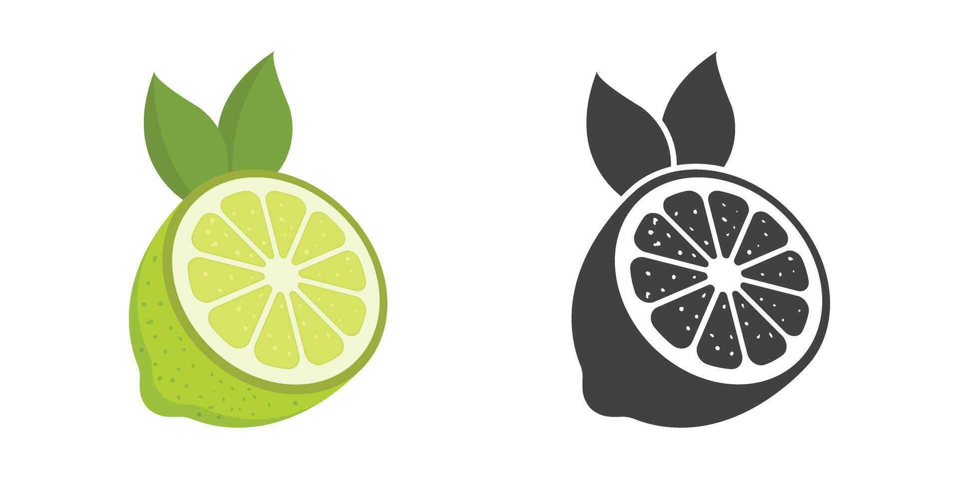 Lime fruit icon in flat style. Organic fruits illustration on isolated background. Vitamin C food sign business concept. vector