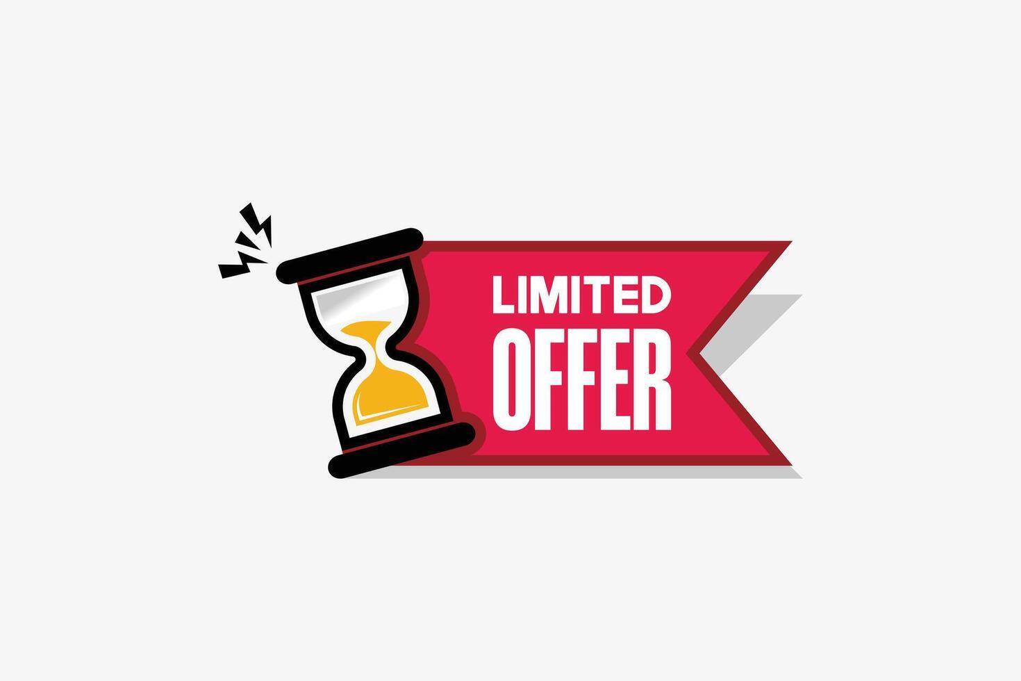 Limited offer label design for sales promotion with hourglass icon vector