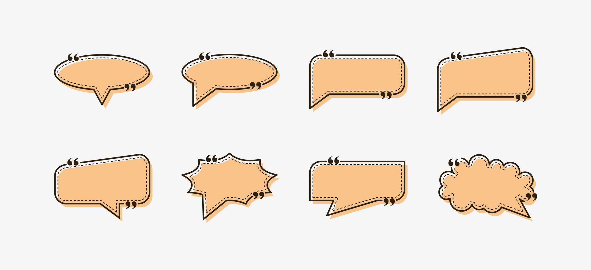 Blank quote box frame design template, text quote set symbol vector