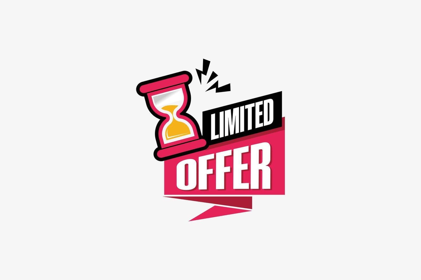 Limited offer label design for sales promotion with hourglass icon symbol vector