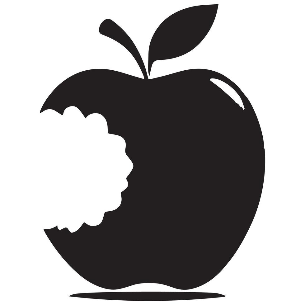 Minimal Apple Bite Silhouette Design vector