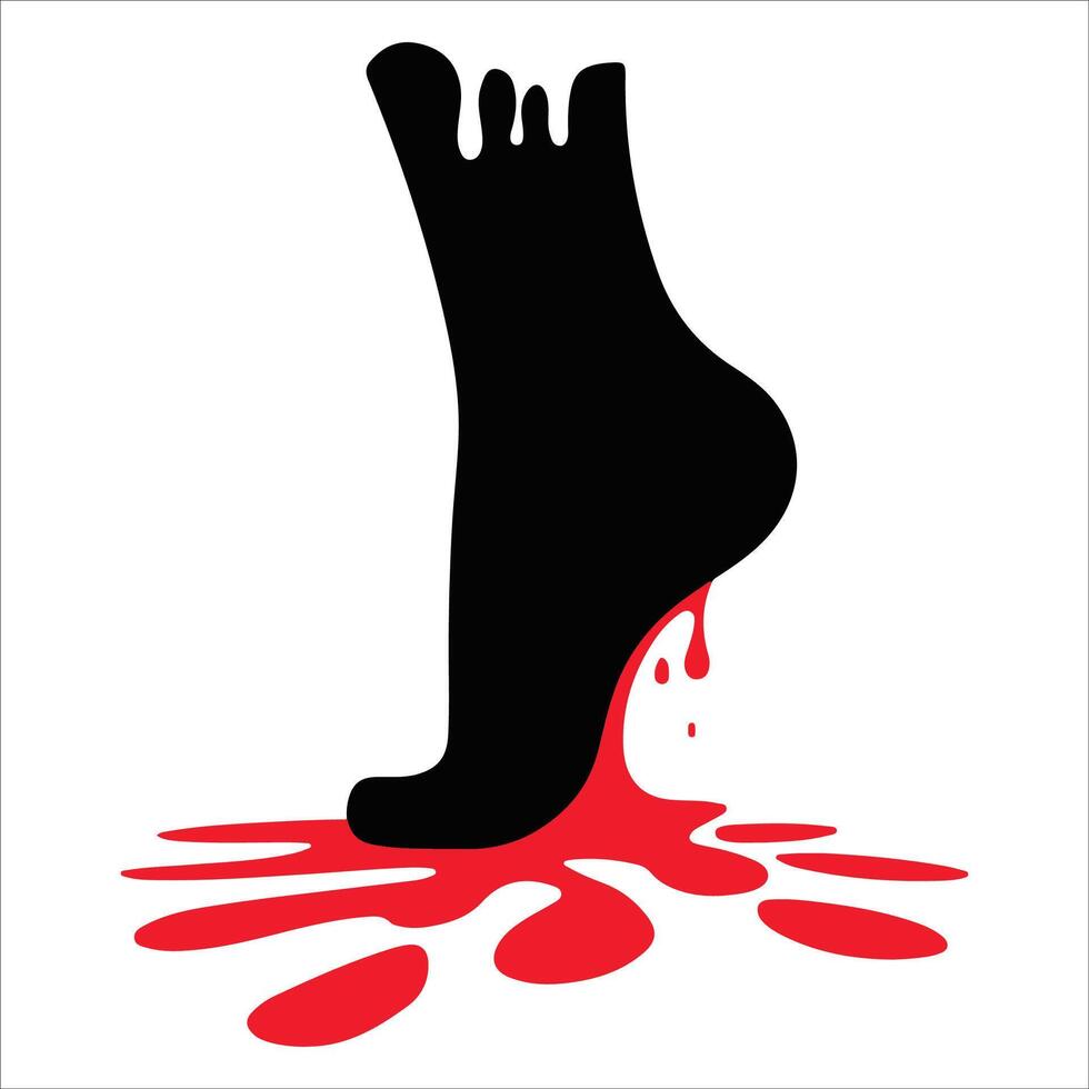 Red Symbolic Foot with Drips vector