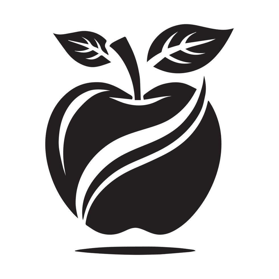 Elegant Apple Silhouette Outline vector