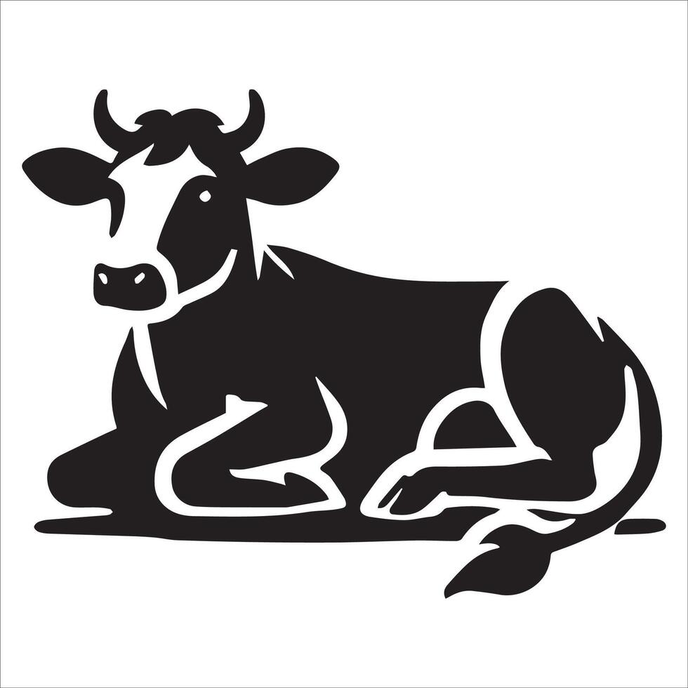 Elegant Sitting Cow with Grace vector