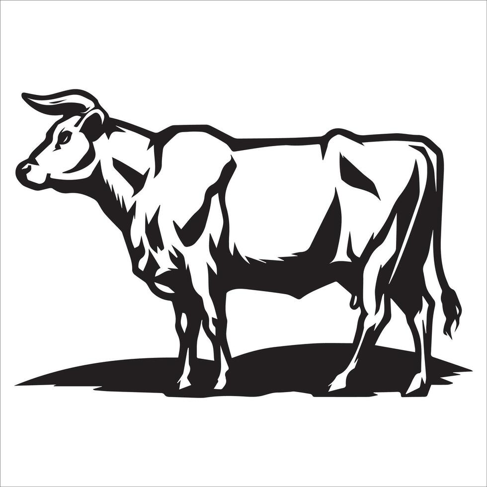 Elegant Cow in Profile Silhouette vector