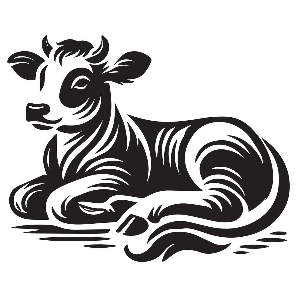 Graceful Standing Cow Design vector