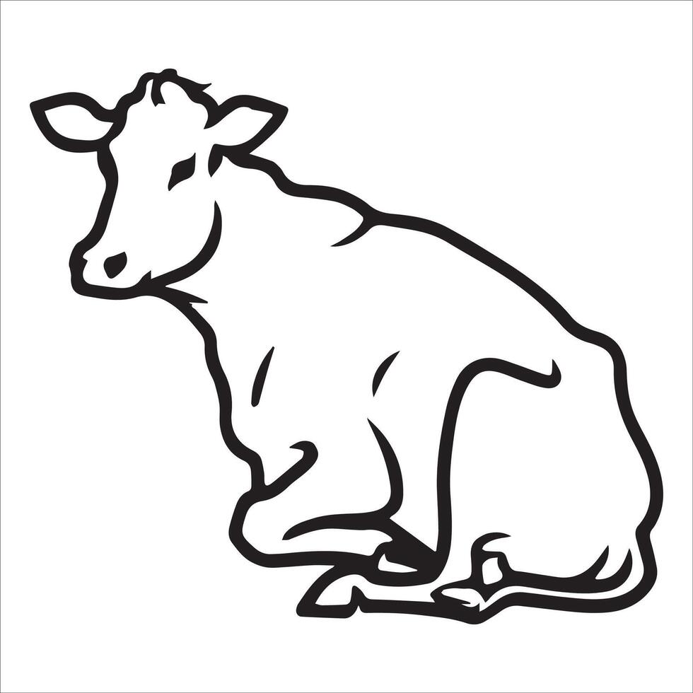 Minimalist Cow in Upright Pose vector
