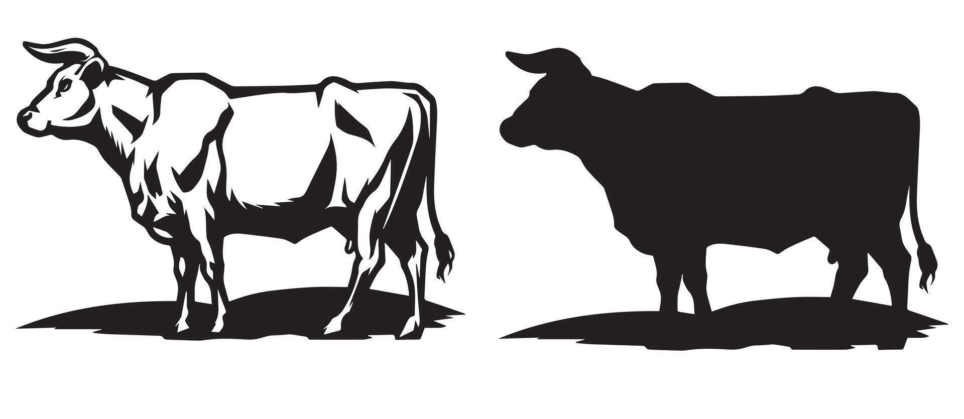 Wildlife Sitting Cow Design Set vector