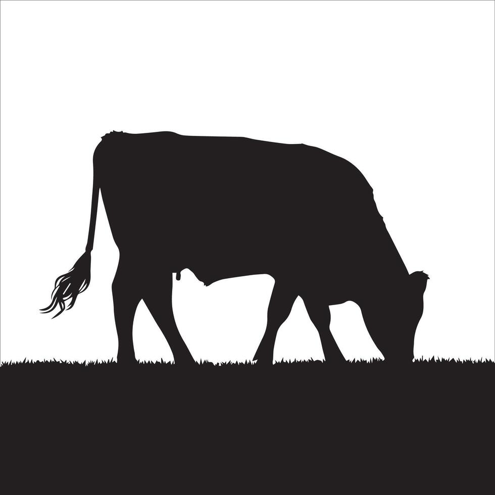 Cow grazing in the field illustration vector