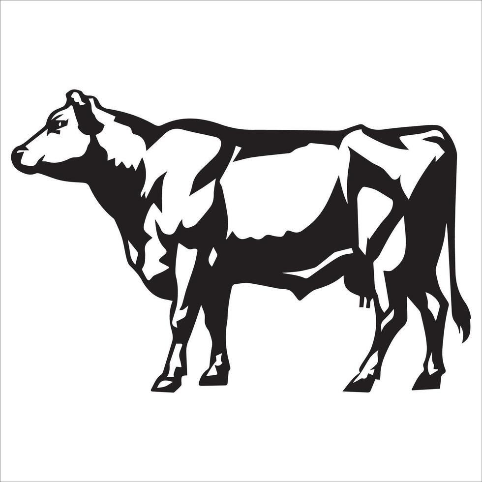 Comfortable Cow at Rest Silhouette vector
