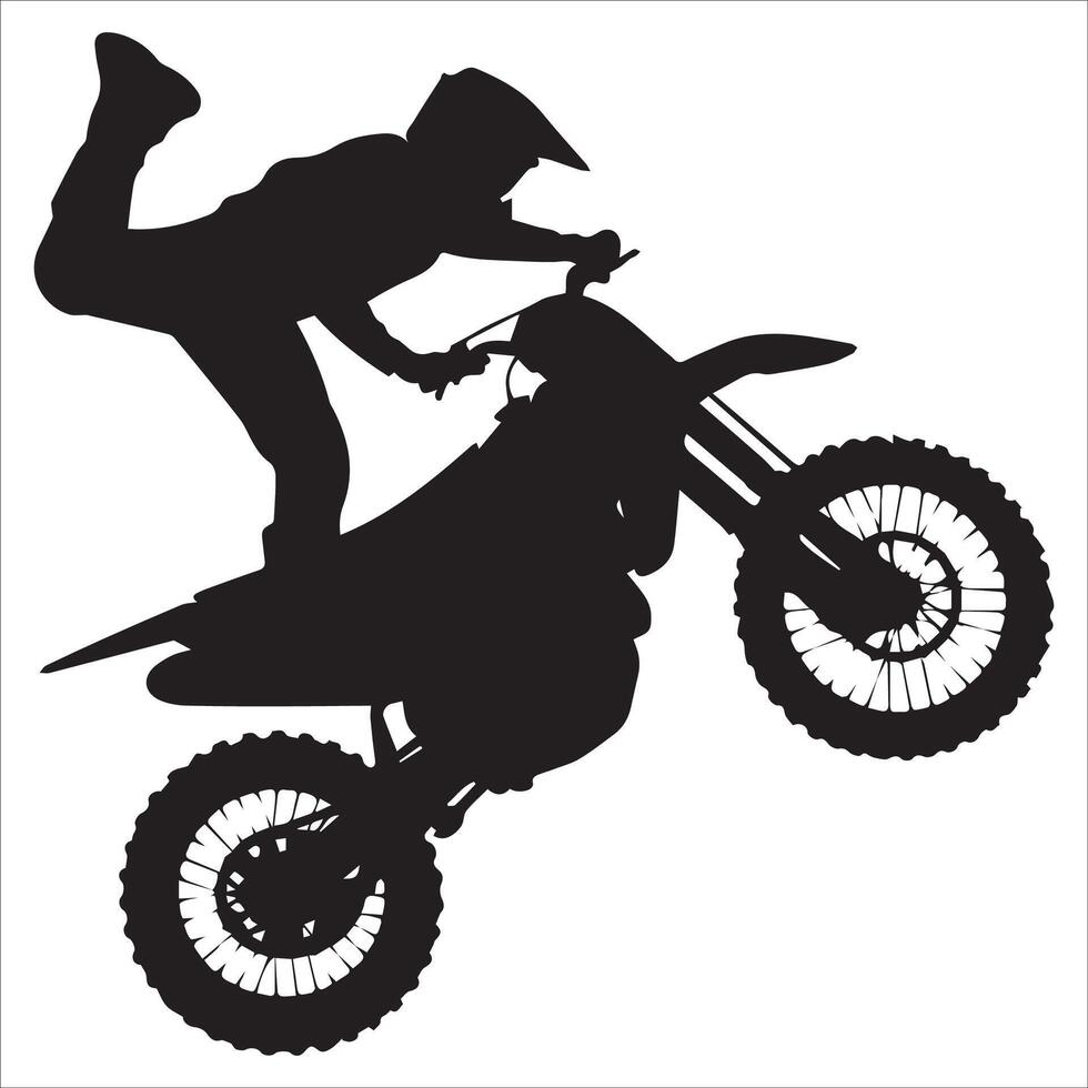 Adrenaline Motocross Jump Silhouette vector