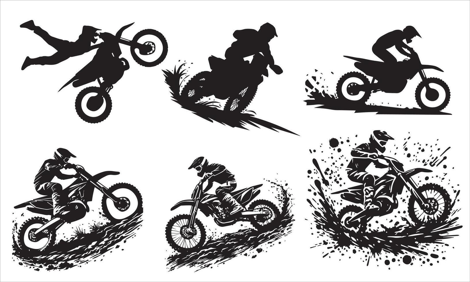 Motorcycle Stunt Performer Silhouette Set vector