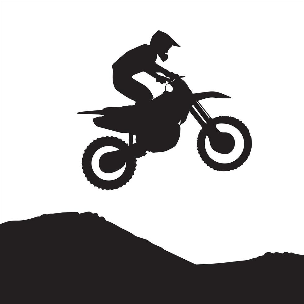 Off-Road Motocross Action Silhouette vector