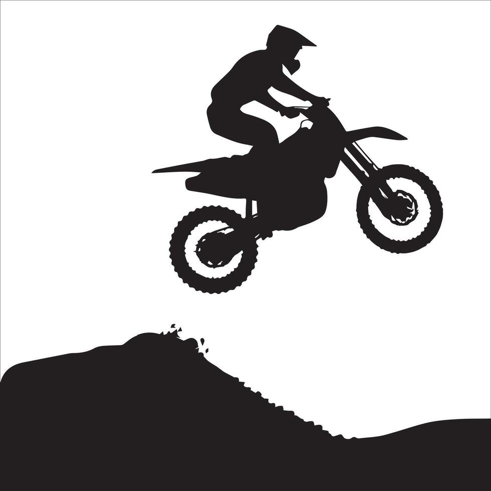 Intense Motocross Ride Silhouette vector