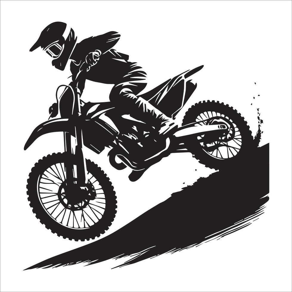 Silhouette of a Dirt Bike on a Cliff Edge vector