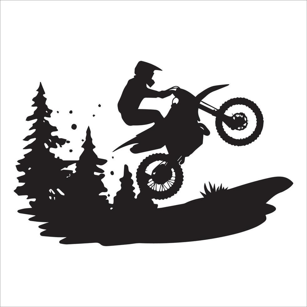 Dynamic Dirt Bike Silhouette Art vector