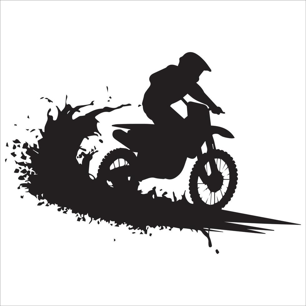 Speeding Motocross Racer Silhouette vector