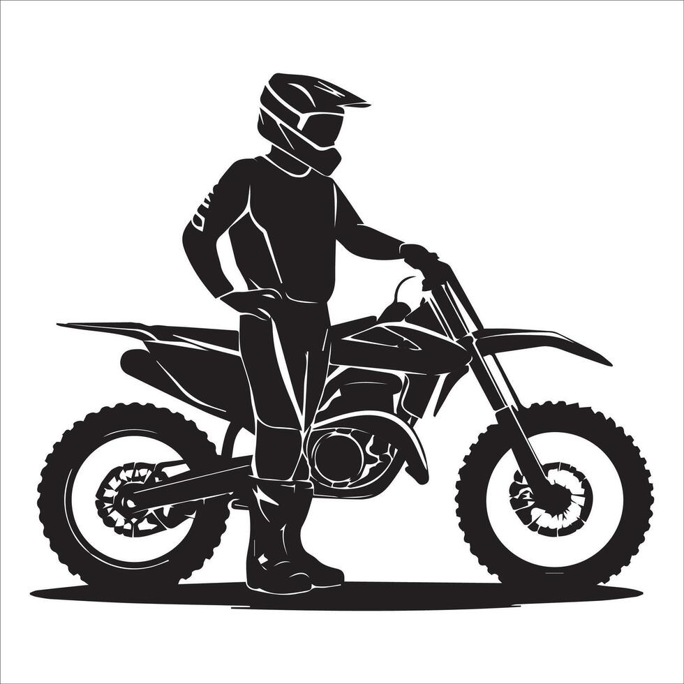 Off-Road Rider Taking a Sharp Turn Silhouette vector