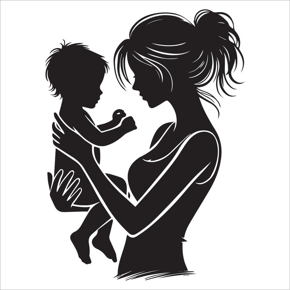 Mom Reading to Child Silhouette Design vector