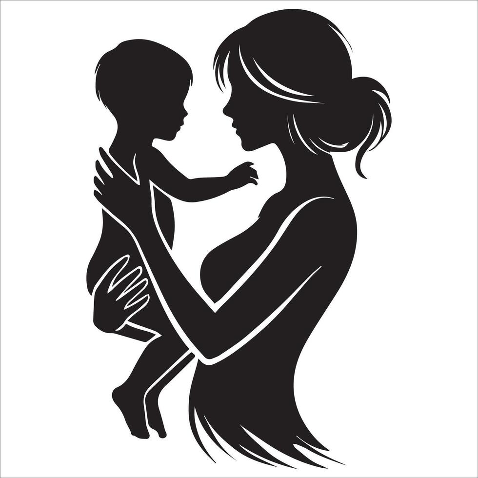 Silhouette of a Mother Lifting Her Child vector
