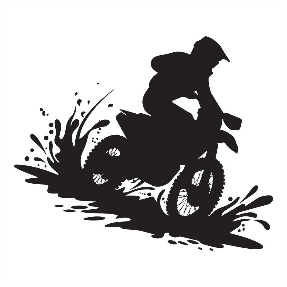 High-Speed Dirt Bike Rider Silhouette vector