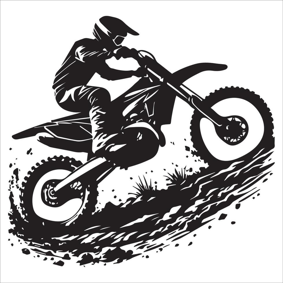 Aggressive Motocross Ride Silhouette vector
