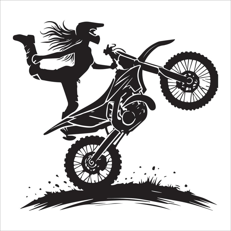 Silhouette of a Rider Navigating a Curve vector