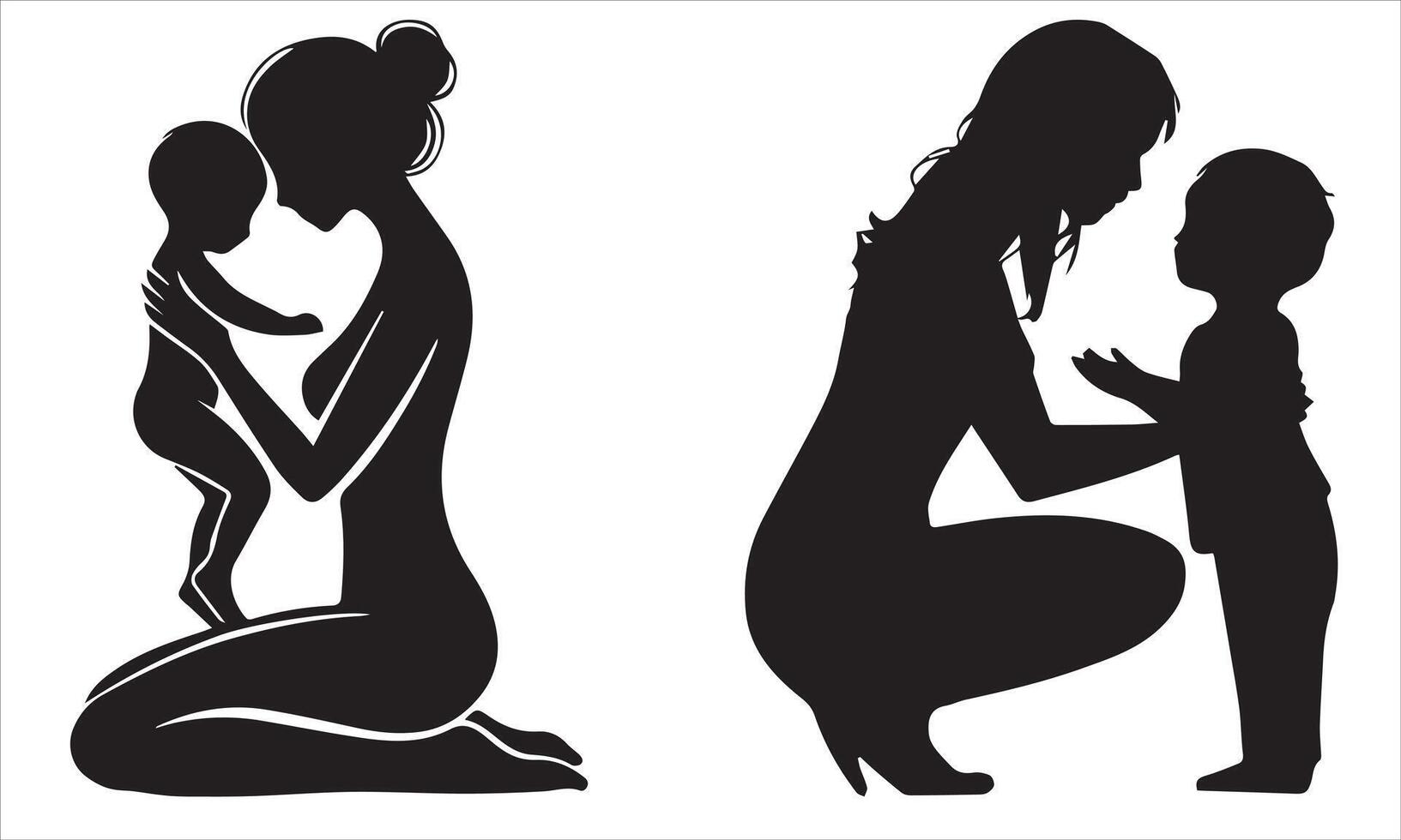 Mother Comforting Her Child Silhouette vector