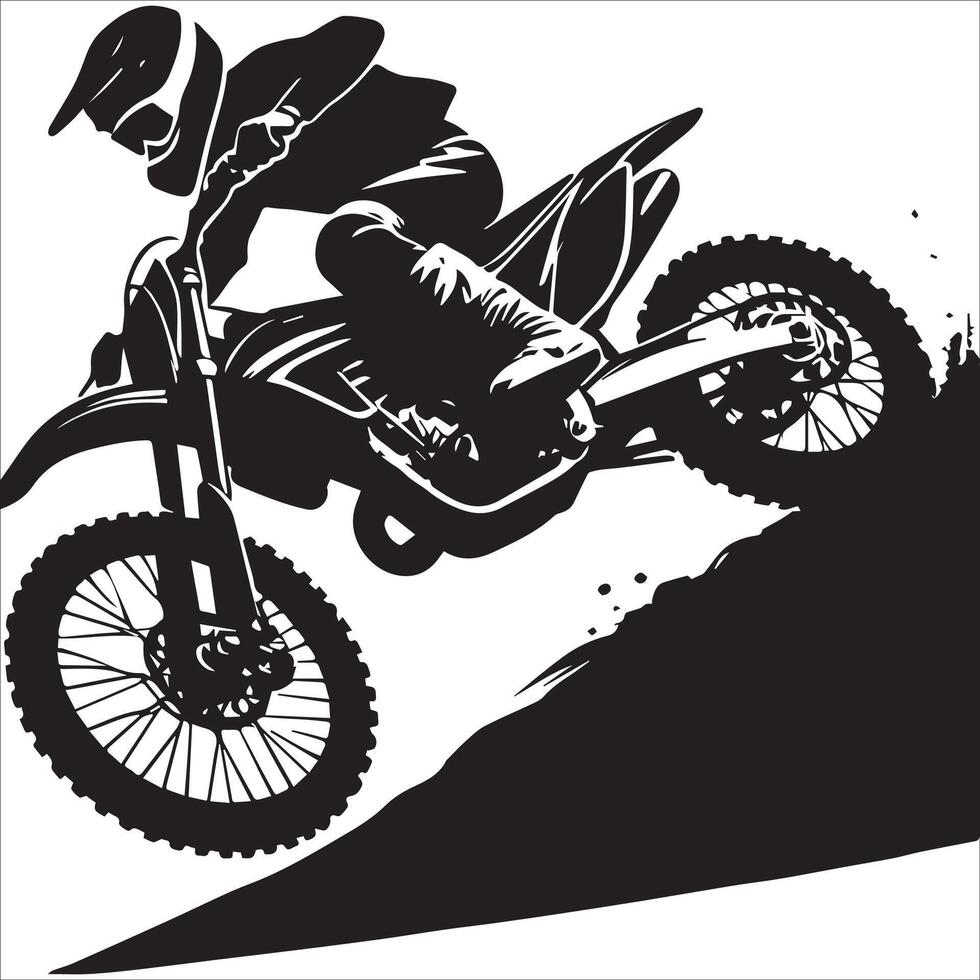 Motocross Rider in Action Silhouette vector