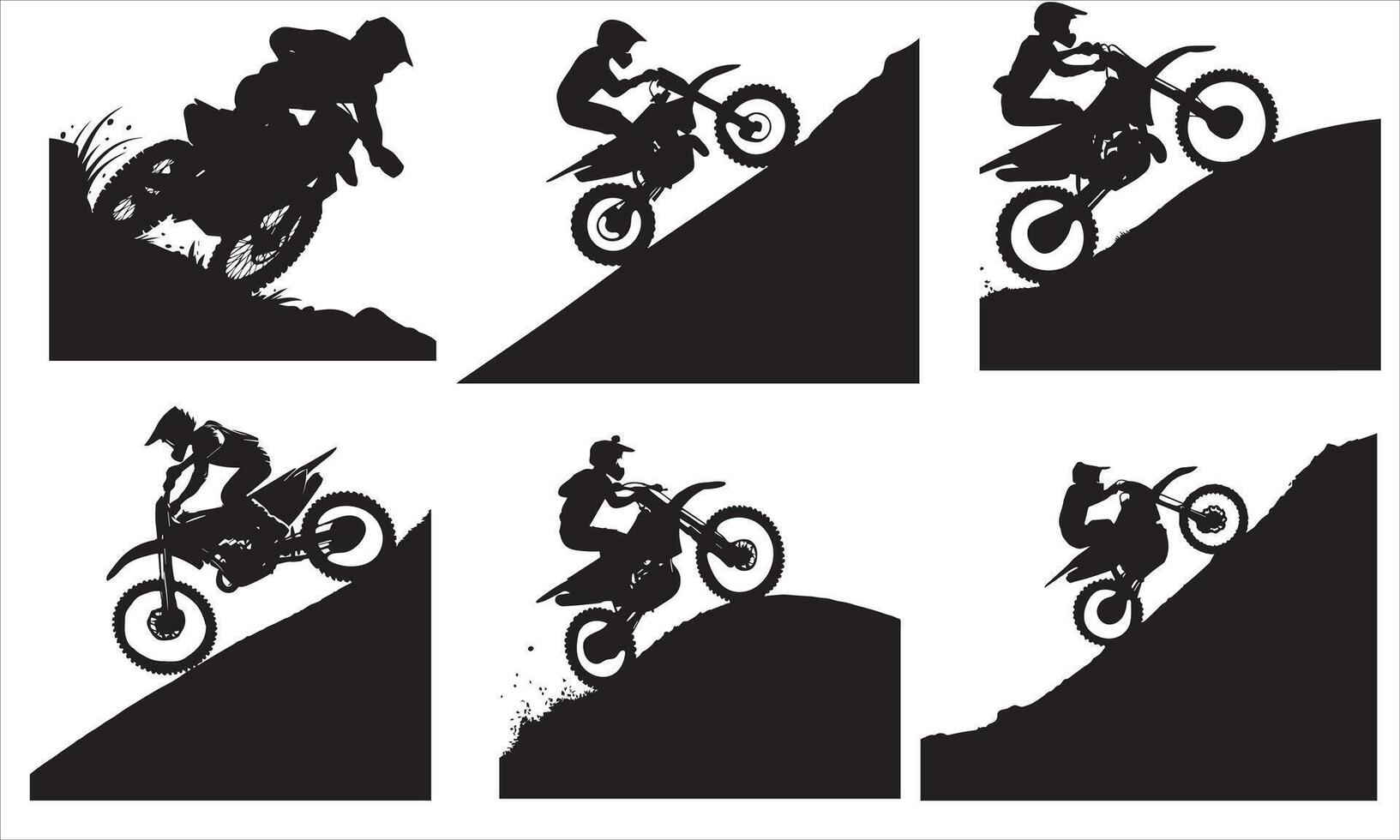 mountain motorcycle rider black and white Set vector