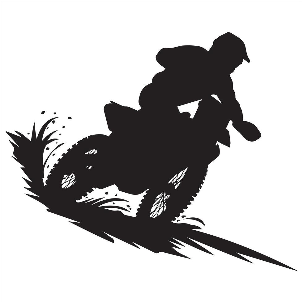 Silhouette of a Motocross Rider on a Hilltop vector