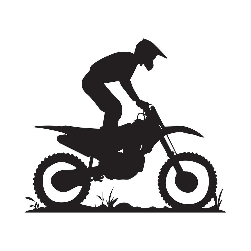 Motocross Athlete Tackling a Bump Silhouette vector