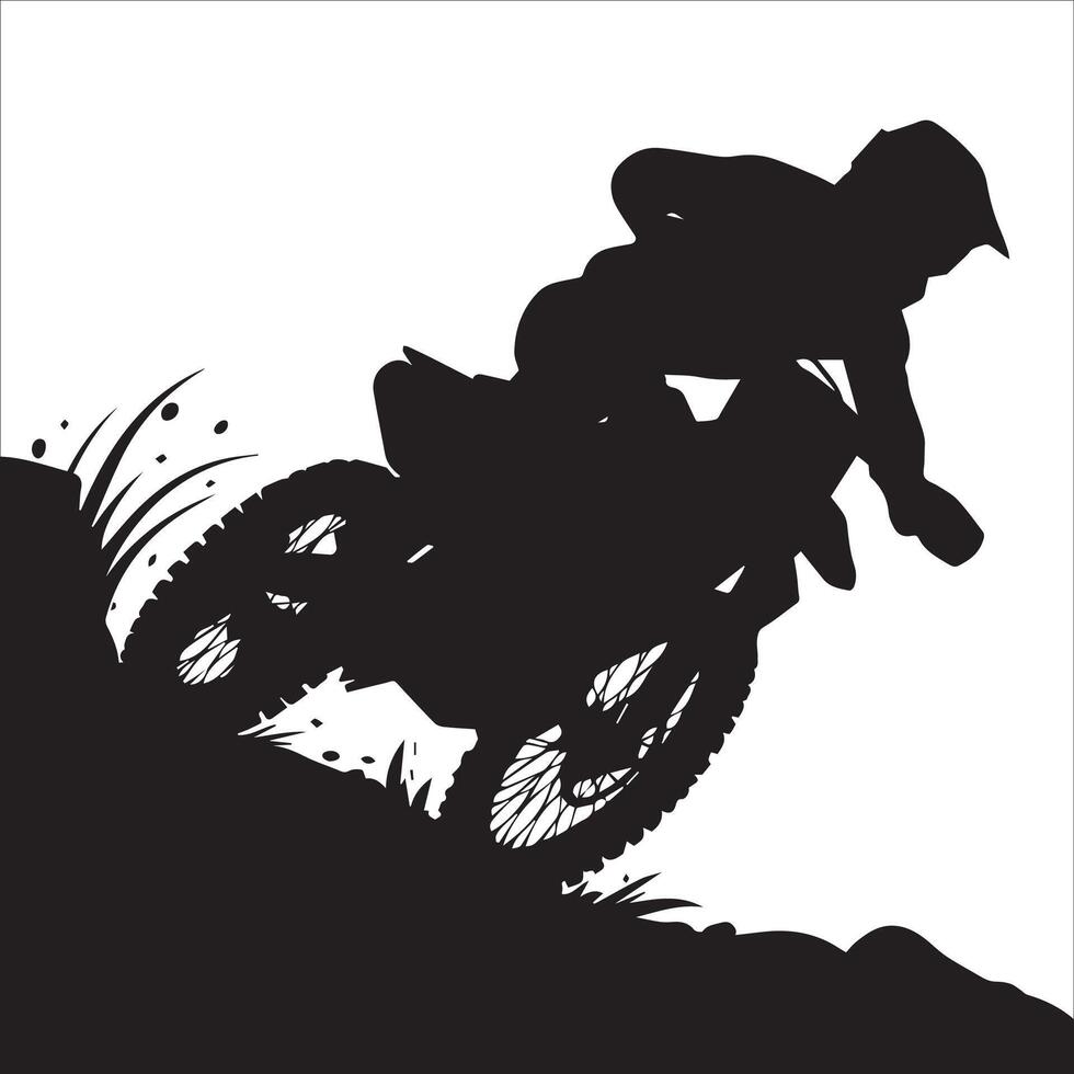 Silhouette of a Motocross Racer at Full Speed vector