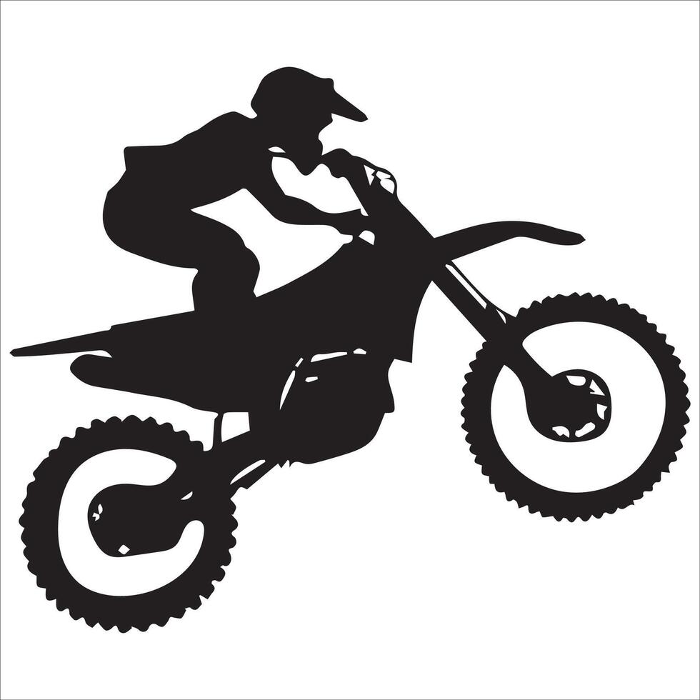 Silhouette of Off-Road Biker in Motion vector
