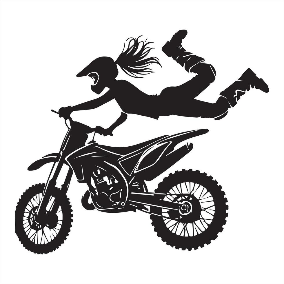 Jumping Motocross Rider in Silhouette vector