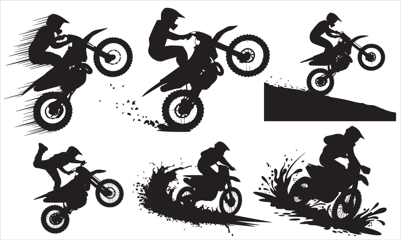 Dynamic Motorcycle Tricks Silhouette Art vector