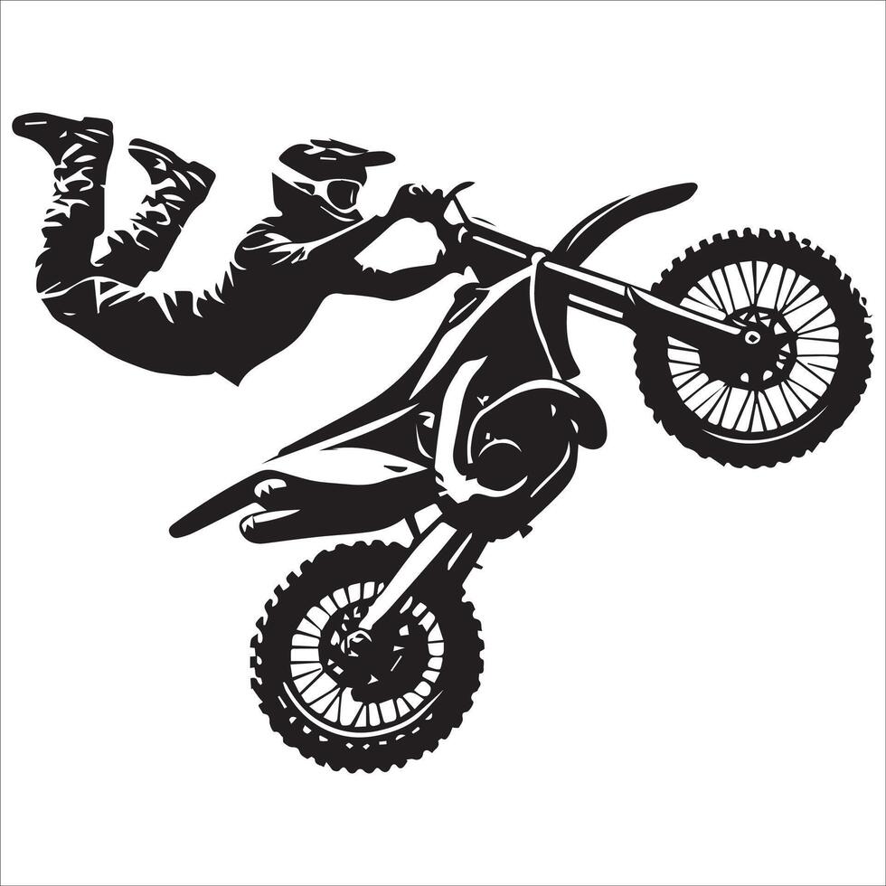 Energetic Motocross Rider Outline vector
