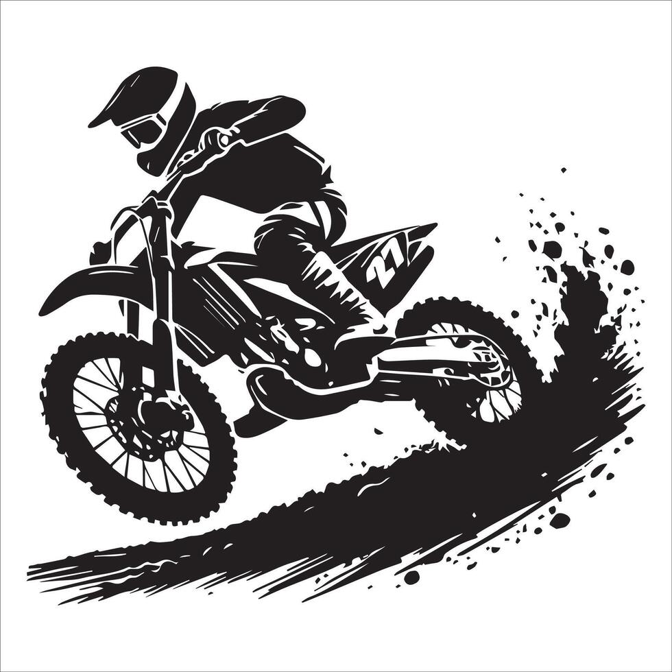 Silhouette of Rider on Rugged Terrain vector