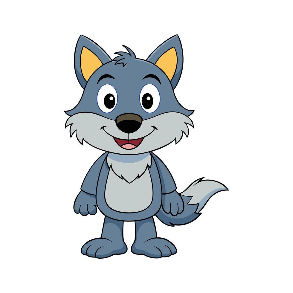 wolf cartoon with a white background vector