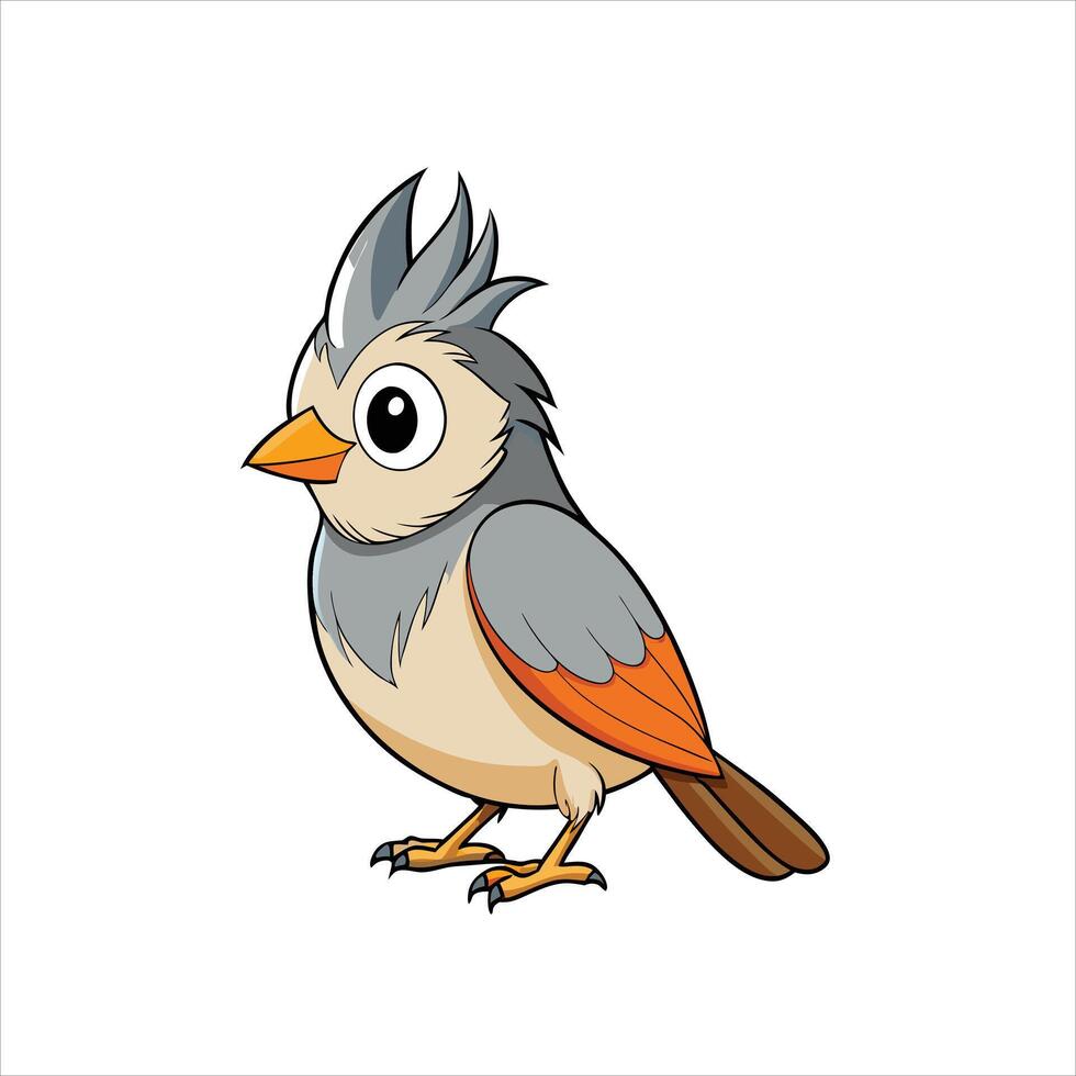 Tufted Titmouse cartoon with a white background vector