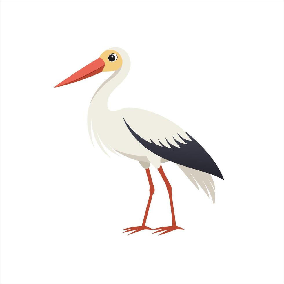 White Stork on White Background - Elegant and Versatile Design for Nature and Wildlife Projects vector