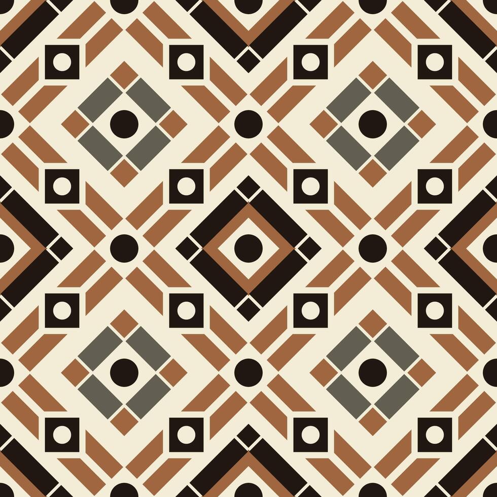 Seamless geometric pattern with diamond shapes and linear elements in beige and black tones, perfect for textiles, wallpaper, backgrounds, and home decor designs vector