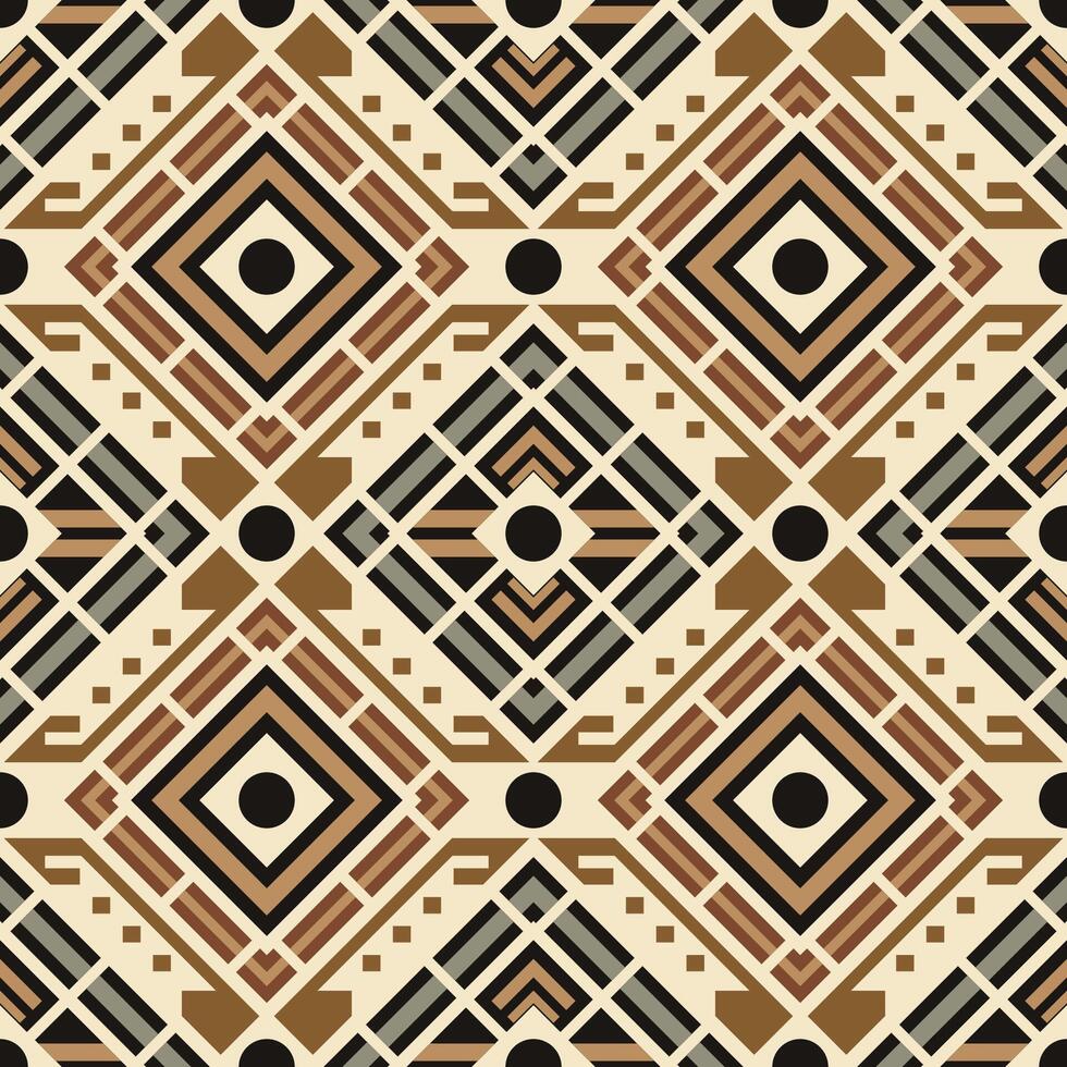 Geometric seamless pattern with diamond shapes in beige and black tones vector