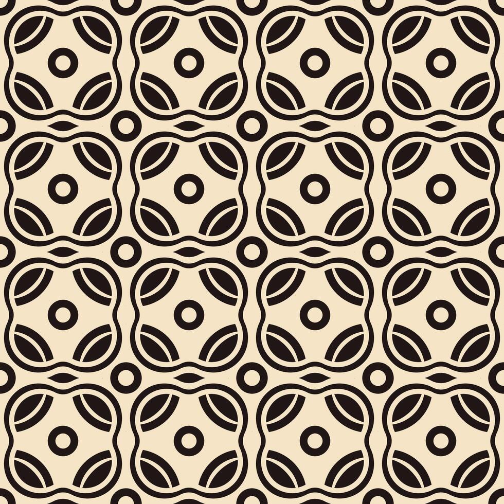 Geometric seamless pattern with abstract curved shapes in beige and black tones vector