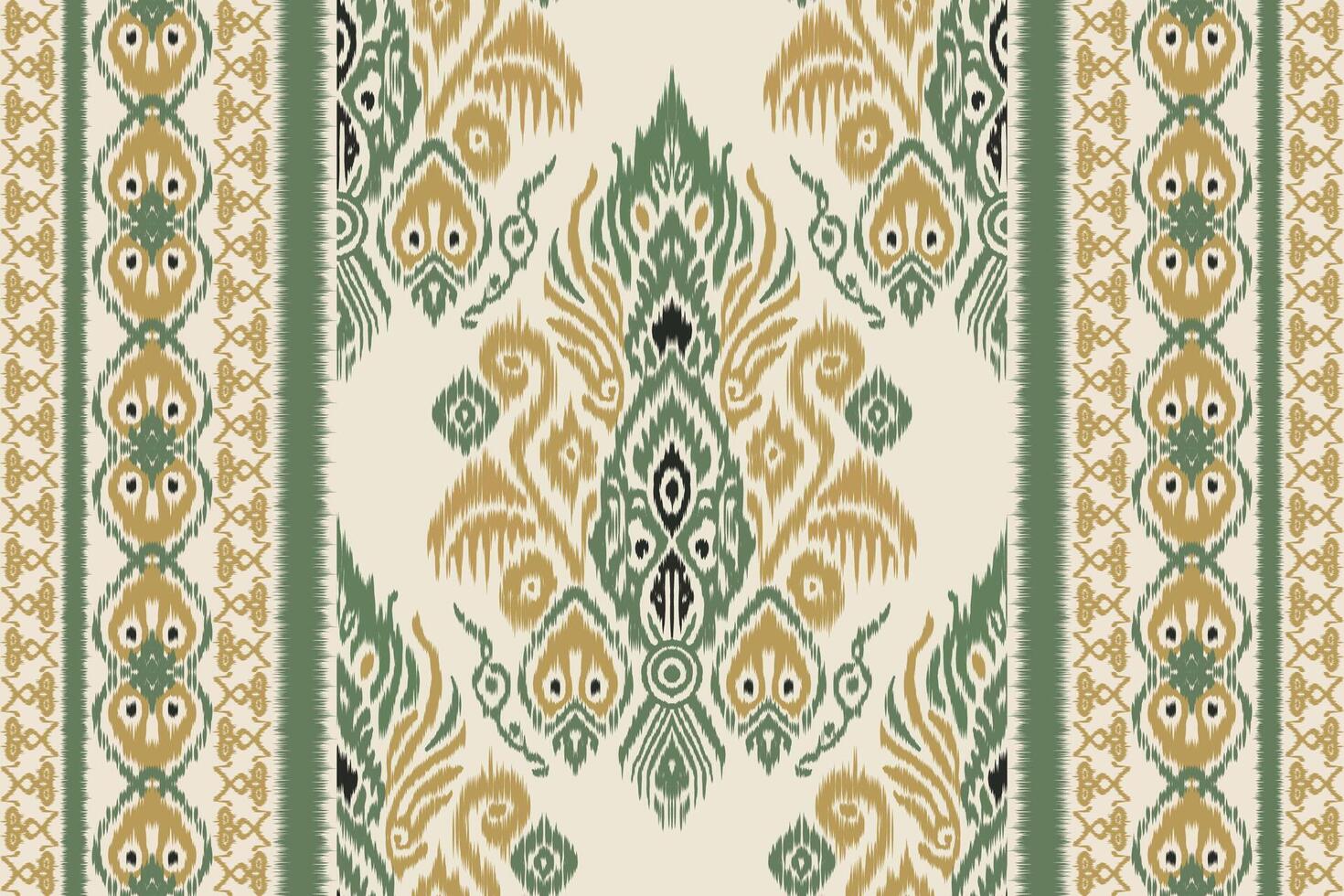 Traditional sari and shawl with ikat floral embroidery, ethnic oriental design, seamless fabric pattern with abstract textures for clothing, wrapping, and decoration. vector