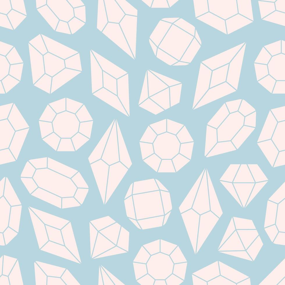 Seamless pattern with crystals, diamonds, gemstones. Texture for banners, wallpapers, textiles, wrapping paper. vector